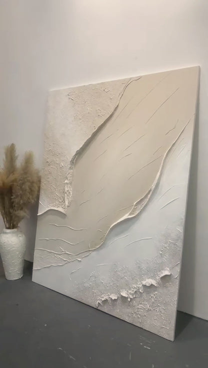 Abstract Earth Texture Wall Art – Soft Sand Tones – AURA012(Vertical)
