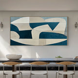 Textured Abstract Blue Beige Wall Art for Modern Living Room AURA164