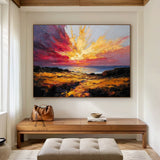 Textured Palette Knife Red Brown Coastal Sunset Impasto Canvas Wall Art Modern Organic Home Decor AURA748