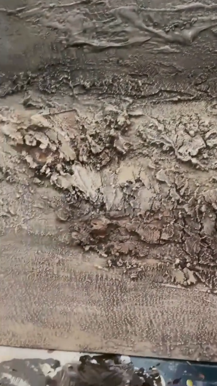 Eroded Calm a Charcoal Beige Textured Wall Art-AURA071