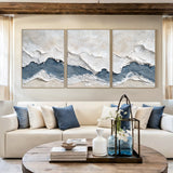 Modern 3D Textured Blue Abstract 3-Piece Living Room Wall Art AURA165