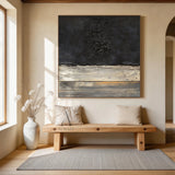 General Abstract Black Beige Wall Art for Home Decor AURA362