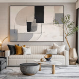 Modern Abstract Beige Gray Wall Art Minimalist Living Room Decor - AURA175