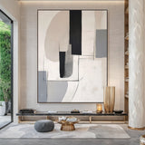 Modern Abstract Beige Gray Wall Art Minimalist Living Room Decor - AURA175