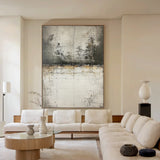 Wabi Sabi Abstract Wall Art Gray Black Layered Weathered Peeling Tactile Surface AURA588