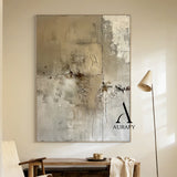 Wabi Sabi Abstract Art Plaster Textured Brown Beige High-Relief Tactile Canvas Drip Effects Modern Organic AURA556