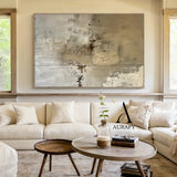Wabi Sabi Abstract Art Plaster Textured Brown Beige High-Relief Tactile Canvas Drip Effects Modern Organic AURA556