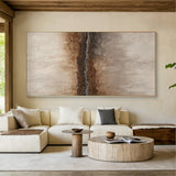 Wabi Sabi Abstract Wall Art Plaster Textured Beige Brown Tactile Cracked Decor AURA581