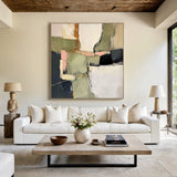 Modern Green Abstract Wall Art Living Room Textured Canvas Painting AURA162