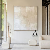 Wabi Sabi Beige Abstract Handcrafted High-Relief Plaster Tactile Wall Art Modern Organic AURA559