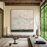 Wabi-Sabi Beige Abstract High-Relief Knife Painted Textured Japandi Minimalist Tactile Sculpted Canvas Wall Art AURA799