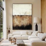 Wabi Sabi Beige Brown Plaster Textured Artwork with Drip Lines Tactile Organic Surface AURA589
