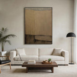 Wabi Sabi Plaster Textured Abstract Art Japandi Beige Brown Tactile Sculpted Canvas Minimalist Wall Painting AURA739