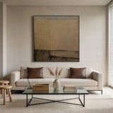 Wabi Sabi Plaster Textured Abstract Art Japandi Beige Brown Tactile Sculpted Canvas Minimalist Wall Painting AURA739