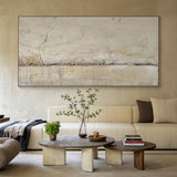 Wabi Sabi Beige Plaster Textured Wall Art with Cracked Mottled Tactile Surface AURA582