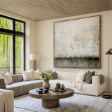 Wabi Sabi Plaster Textured Beige Green Impasto Scuffed Peeling Dripped Modern Artwork AURA576