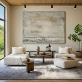 Neutral Beige Plaster Textured Abstract Wall Art | Wabi Sabi Japandi Minimalist Canvas | AURA808