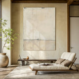 Wabi Sabi Beige Modern Organic Cracked Distressed Tactile Plaster Wall Art Piece AURA570