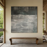 Wabi Sabi Black Gray Abstract Art Tactile Impasto Texture Interwoven Lines Irregular Scratches AURA578
