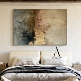 Wabi Sabi Brown Abstract Art Tactile Layered Paint Gold Flecks Scratch Marks Drip Texture AURA557