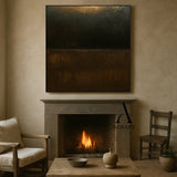 Wabi Sabi Brown Black Crackle Texture Tactile Organic Abstract Wall Art Hand-Scraped AURA565