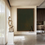 Wabi Sabi Brown Green Textured Art with Rough Handcrafted Border Tactile Brushstrokes AURA567