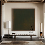 Wabi Sabi Brown Green Textured Art with Rough Handcrafted Border Tactile Brushstrokes AURA567
