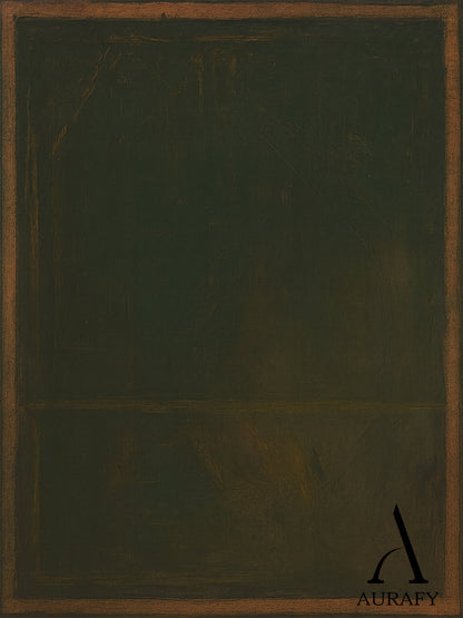 Wabi Sabi Brown Green Textured Art (AURA567) – rough handcrafted light brown border with natural grain, deep green base featuring blurred brown brushstrokes and organic texture, intentional imperfections. Ideal for modern living room sofa backdrop statement, cozy bedroom bedside focal point, or minimalist study nook decor—serene, tactile Wabi Sabi art by AURAFY.