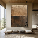 Wabi Sabi Brown Plaster Textured Abstract Art with Cracked Peeling Edges Tactile Surface AURA555