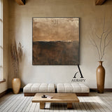 Wabi Sabi Brown Plaster Textured Abstract Art with Cracked Peeling Edges Tactile Surface AURA555