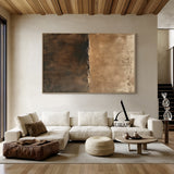 Wabi Sabi Brown Plaster Textured Abstract Art with Cracked Peeling Edges Tactile Surface AURA555