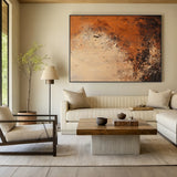 Wabi Sabi Wall Art Textured Brown Red Rustic Tactile Plaster Abstract Minimalist Japandi Modern Decor AURA791