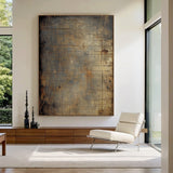 Wabi Sabi Brown Tactile Weathered Aged Artwork with Scratch Marks Rustic Finish AURA585