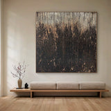 Wabi Sabi Distressed Wood Grain Black Brown Weathered Vertical Texture Artwork with Chipped Patina AURA592