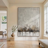 Wabi Sabi Gray Abstract Organic Textured Thick Impasto Scratched Drip Wall Art AURA587