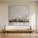 Wabi Sabi Gray Abstract Organic Textured Thick Impasto Scratched Drip Wall Art AURA587