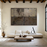 AurafyArt Wabi Sabi Gray Textured Abstract Art with Weathered Scratches and Matte Patina AURA561