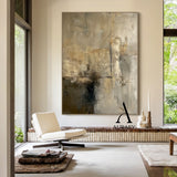Wabi Sabi Gray Abstract Plaster Textured Art with Rough Crackled Layered Tactile Surfaces AURA558