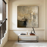 Wabi Sabi Gray Abstract Plaster Textured Art with Rough Crackled Layered Tactile Surfaces AURA558