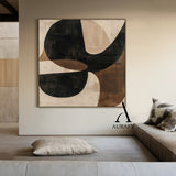 Wabi Sabi Beige Brown Hand-Painted Art Organic Curves Brushstroke Texture Tactile Wall Decor AURA575