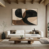 Wabi Sabi Beige Brown Hand-Painted Art Organic Curves Brushstroke Texture Tactile Wall Decor AURA575