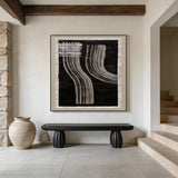 Wabi-Sabi Black Gray Abstract Textured Knife Stroke Wall Art Japandi Minimalist Luxe Tactile Canvas Artwork AURA730
