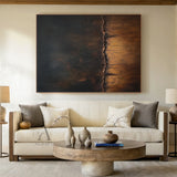 Neutral Beige & Brown Geometric Abstract Wall Art | Wabi Sabi Japandi Textured Canvas | AURA804