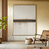 Wabi Sabi Yellow & Brown Textured Abstract Landscape | Japandi Earth-Tone Canvas Wall Art | AURA802