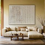 Set of 2 Beige & Black Wabi Sabi Abstract Wall Art | Cracked Plaster Japandi Panels | AURA806