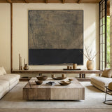 Beige & Black Cracked Plaster Abstract Wall Art | Wabi Sabi Japandi Minimalist Canvas | AURA807