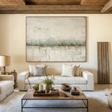 Wabi Sabi Beige & Sage Green Textured Abstract Wall Art | Japandi Minimalist Horizontal Canvas | AURA801