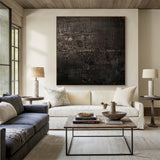 Black 3D Textured Abstract Painting for Living Room Wall Decor AURA198