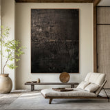 Black 3D Textured Abstract Painting for Living Room Wall Decor AURA198