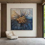 General Abstract Blue Yellow Textured Wall Art Living Room Decor AURA193